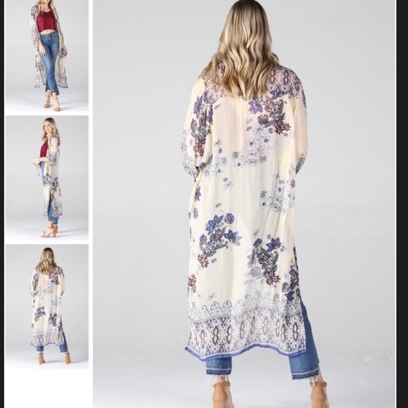 Angie Jackets & Blazers - SOLD!  Sheer Floral Kimono Angie Large
